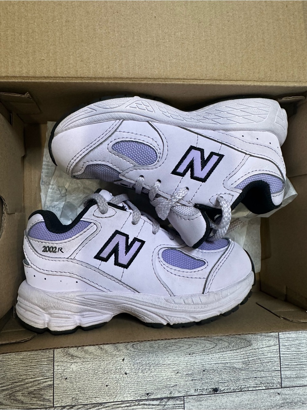 New Balance Kids White & Lavender 2002R Sneakers size 8